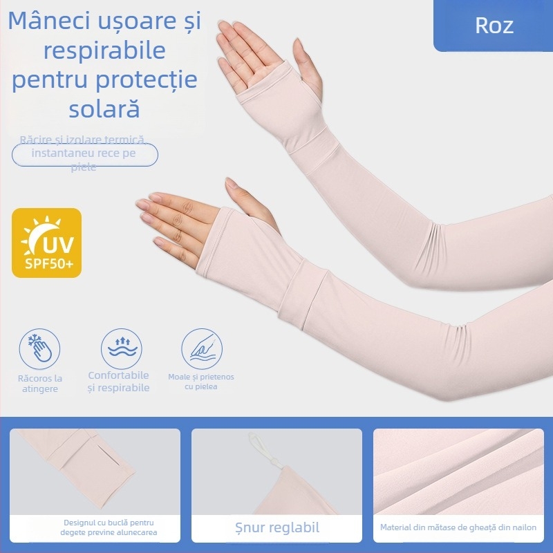 Manșete pentru ciclism, protecție solară UPF50, material Ice Silk, șnur reglabil