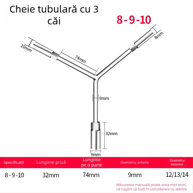 Cheie cu șurub universală în formă de Y, lungă – unealtă manuală triunghiulară multifuncțională pentru motociclete