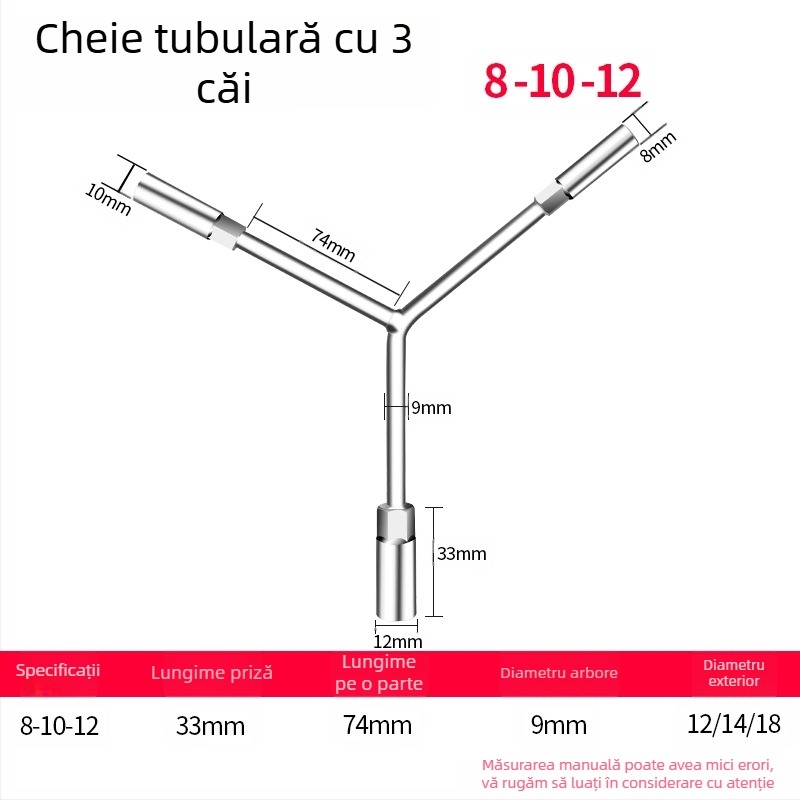 Cheie cu șurub universală în formă de Y, lungă – unealtă manuală triunghiulară multifuncțională pentru motociclete