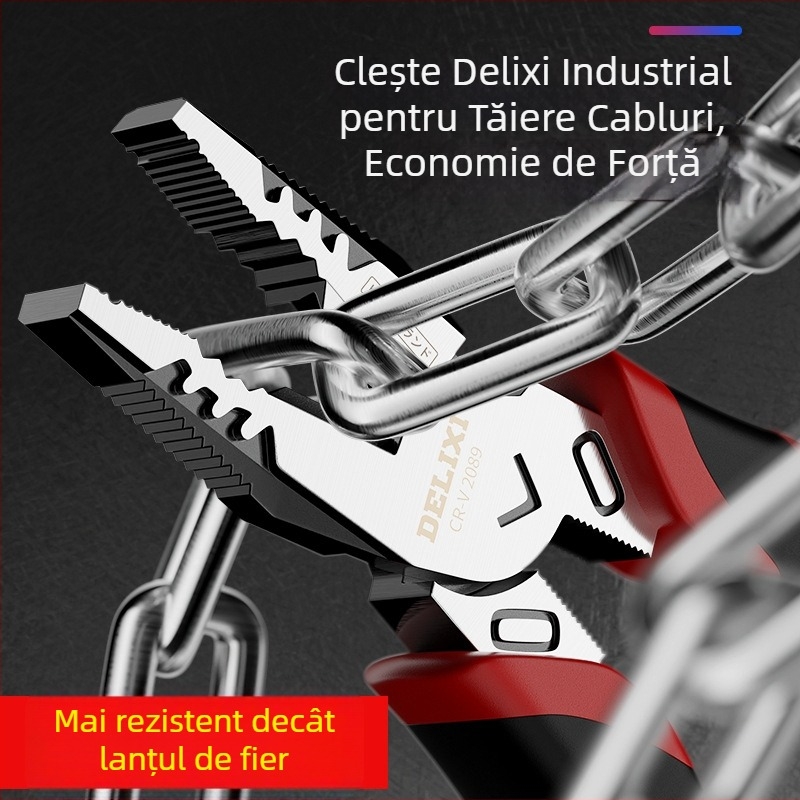 Delixi Clește eccentrice, nivel industrial, economizor de efort, clește pentru sârmă cu vârf ascuțit, 6–8–9 inch