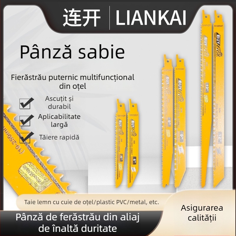 Lama pentru ferăstrău reciproc pentru metal și aluminiu – lungime extinsă, dinți curb, dinți grași și fini, lamă portabilă