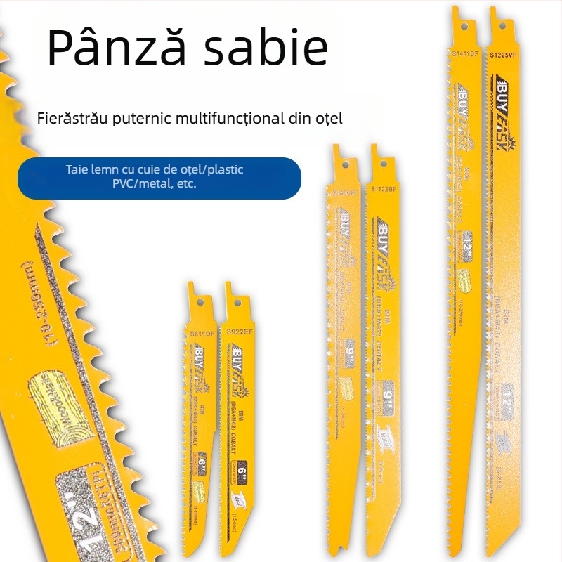Lama pentru ferăstrău reciproc pentru metal și aluminiu – lungime extinsă, dinți curb, dinți grași și fini, lamă portabilă