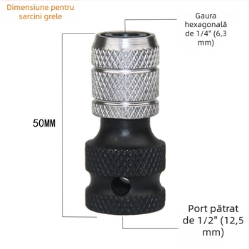 East and cheie electrică cu cap de conversie din tub elastic telescopic, convertor hexagonal, 1/2" drive, 1/4" hex tool