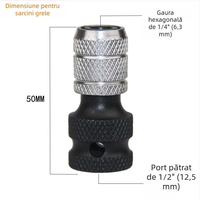 East and cheie electrică cu cap de conversie din tub elastic telescopic, convertor hexagonal, 1/2" drive, 1/4" hex tool