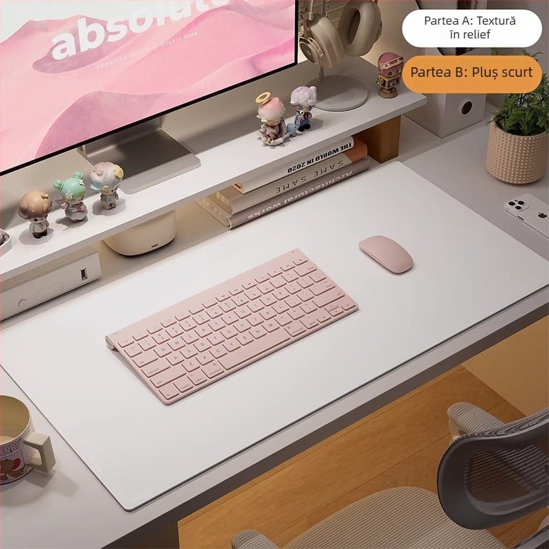 Pad de mouse extra-large și pernă de birou, suprafață din piele impermeabilă, protecție cu două fețe pentru birou și tastatură