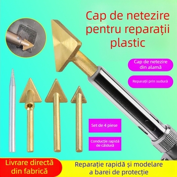 Unealtă de sudură pentru plastic, vârf triunghiular de netezire și vârf din cupru cu orificiu, pentru încălzire și netezire tijelor de sudură — reparare bara auto