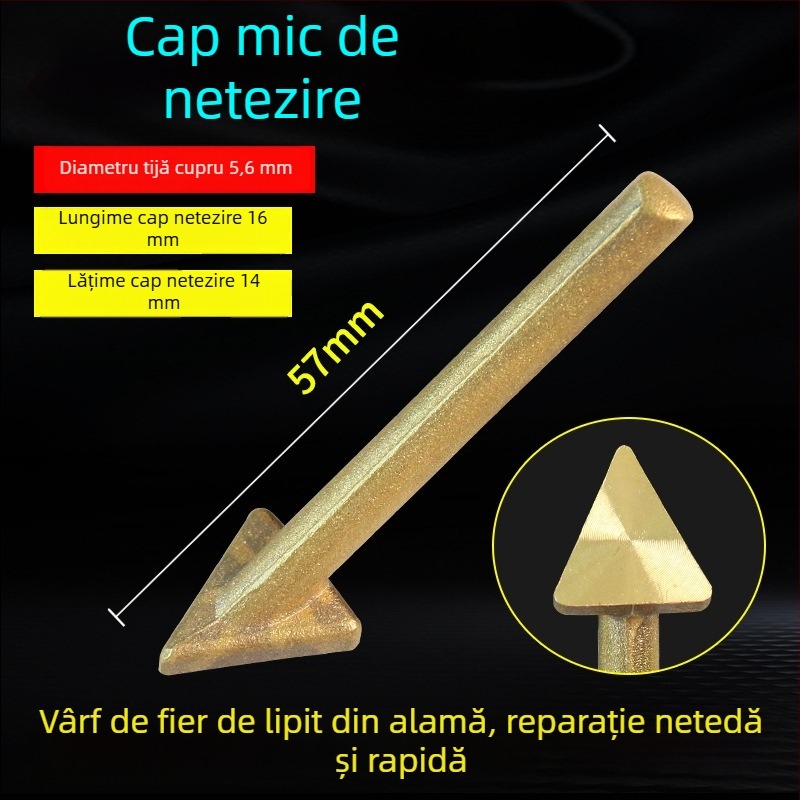 Unealtă de sudură pentru plastic, vârf triunghiular de netezire și vârf din cupru cu orificiu, pentru încălzire și netezire tijelor de sudură — reparare bara auto