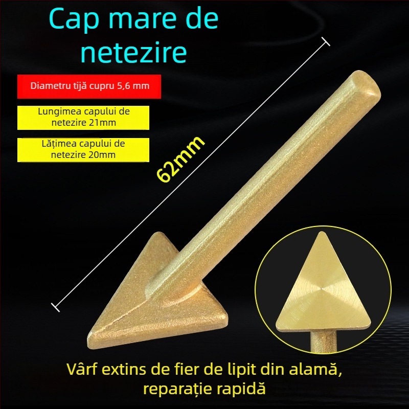 Unealtă de sudură pentru plastic, vârf triunghiular de netezire și vârf din cupru cu orificiu, pentru încălzire și netezire tijelor de sudură — reparare bara auto
