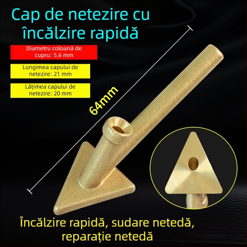 Unealtă de sudură pentru plastic, vârf triunghiular de netezire și vârf din cupru cu orificiu, pentru încălzire și netezire tijelor de sudură — reparare bara auto