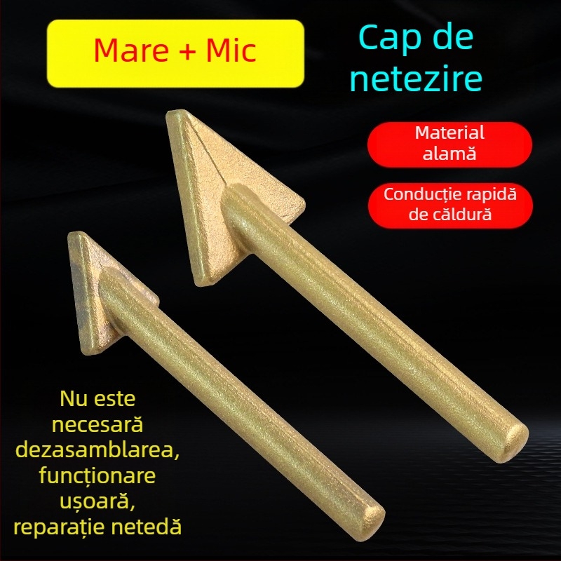 Unealtă de sudură pentru plastic, vârf triunghiular de netezire și vârf din cupru cu orificiu, pentru încălzire și netezire tijelor de sudură — reparare bara auto