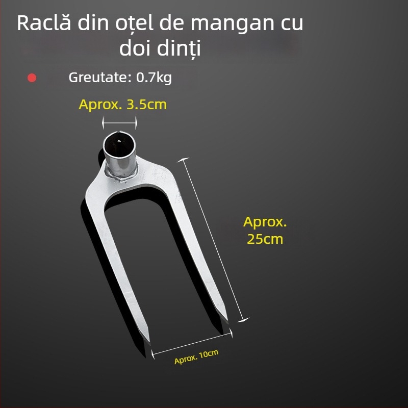 Răzuitor cu trei dinți din oțel turnat – unealtă agricolă pentru întoarcerea și afânarea solului; manganasă oțel