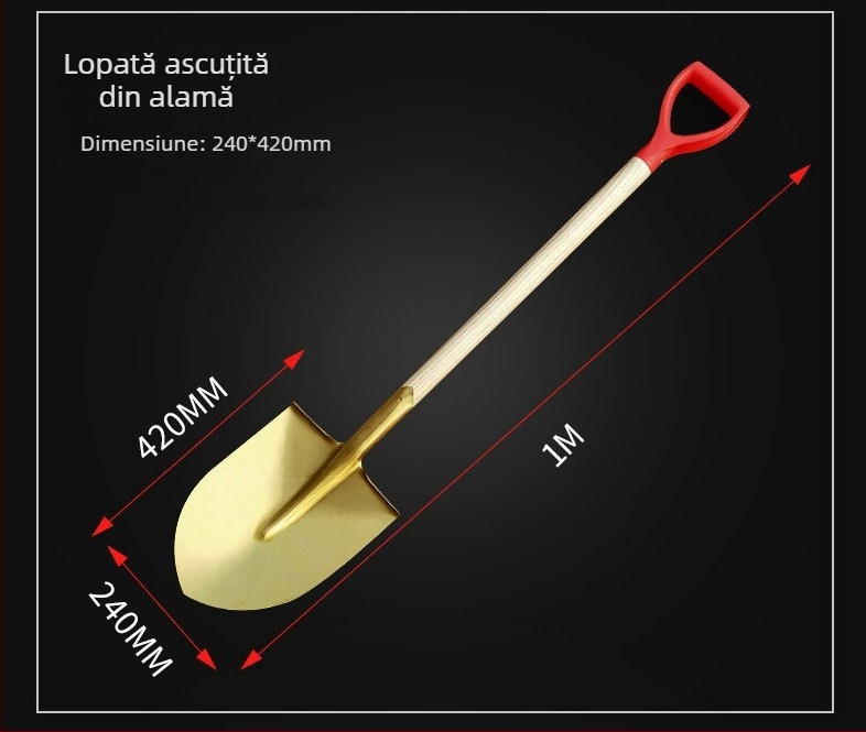 Lopată industrială antiexplozie, fără scântei, din aliaj de aluminiu — formă pătrată și vârf, dimensiuni mari și mici