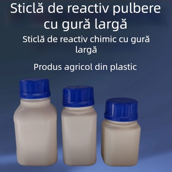 Recipient de reacție pătrat, cu gât larg, alb, din HDPE pentru laborator