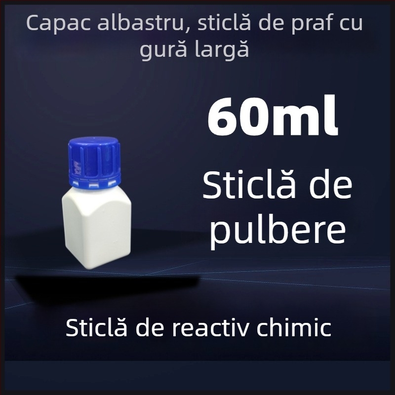 Recipient de reacție pătrat, cu gât larg, alb, din HDPE pentru laborator