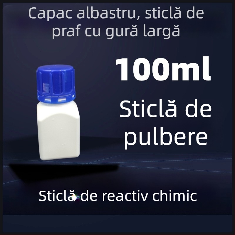 Recipient de reacție pătrat, cu gât larg, alb, din HDPE pentru laborator