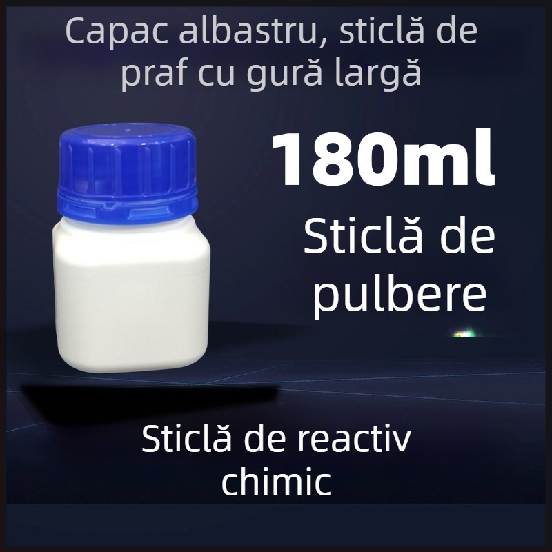 Recipient de reacție pătrat, cu gât larg, alb, din HDPE pentru laborator