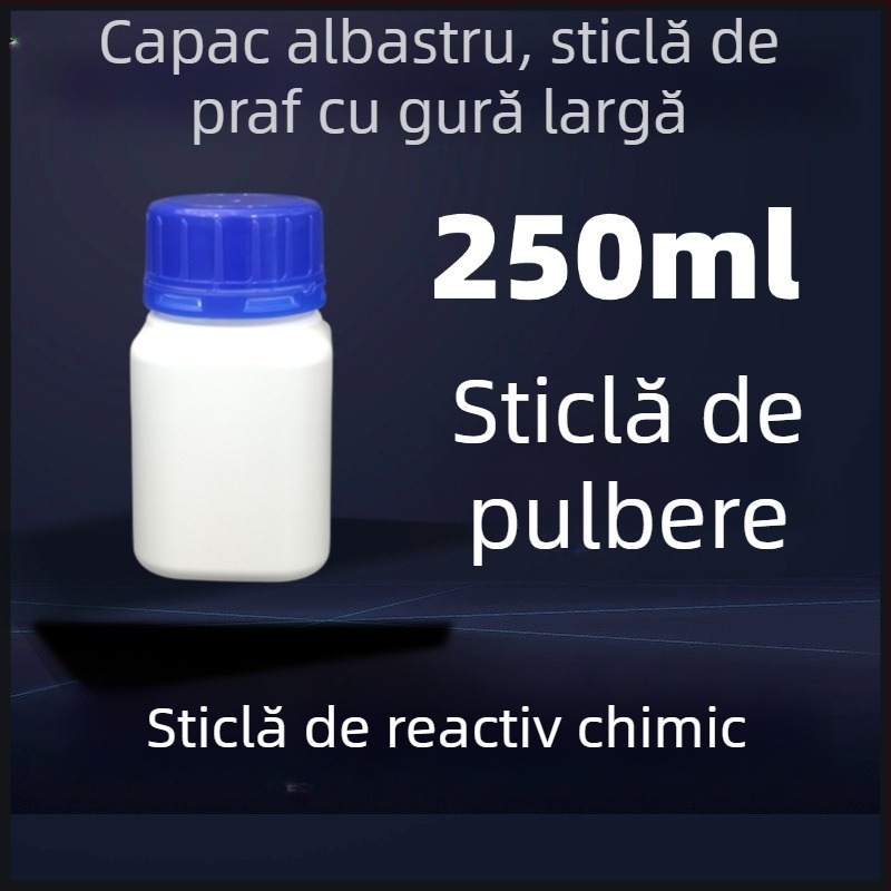 Recipient de reacție pătrat, cu gât larg, alb, din HDPE pentru laborator