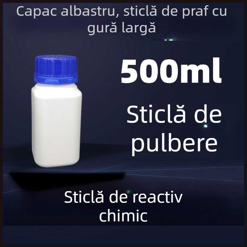 Recipient de reacție pătrat, cu gât larg, alb, din HDPE pentru laborator