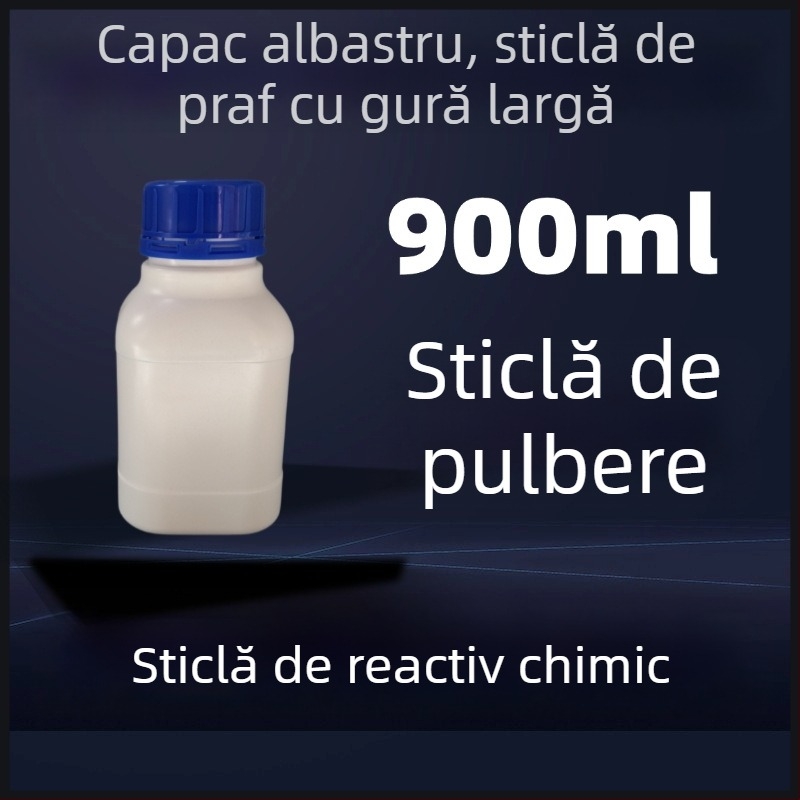 Recipient de reacție pătrat, cu gât larg, alb, din HDPE pentru laborator