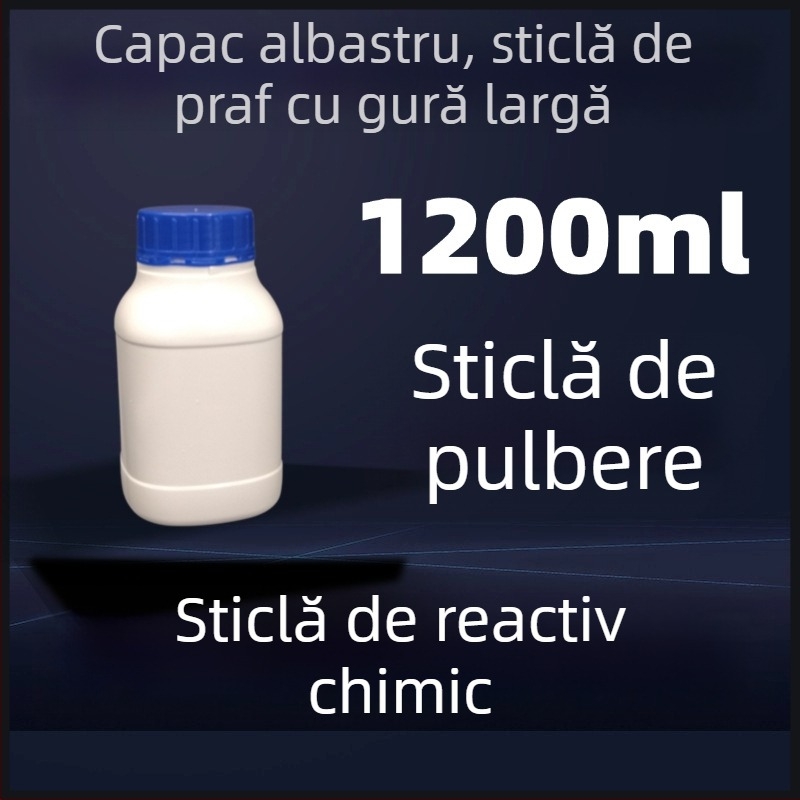 Recipient de reacție pătrat, cu gât larg, alb, din HDPE pentru laborator