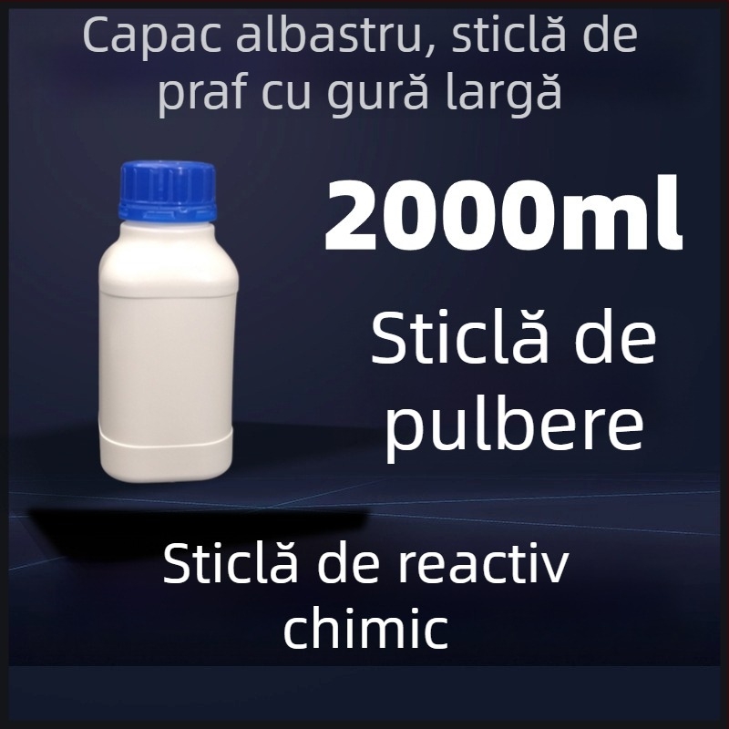 Recipient de reacție pătrat, cu gât larg, alb, din HDPE pentru laborator