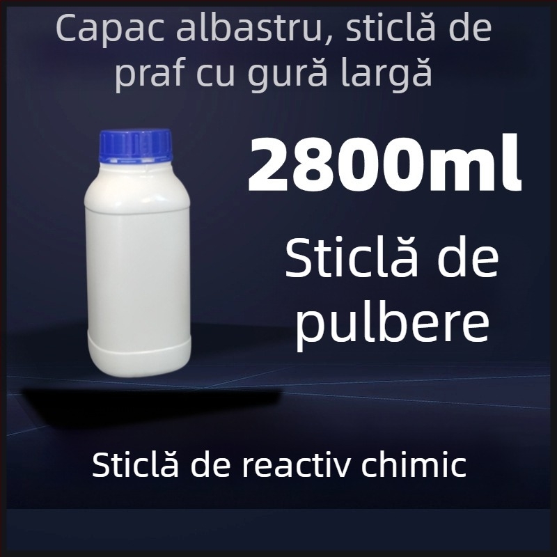 Recipient de reacție pătrat, cu gât larg, alb, din HDPE pentru laborator