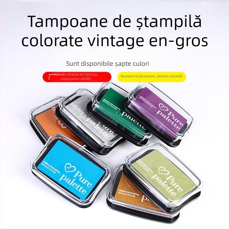 Set tampoane cerneală în culori vintage, șapte nuanțe, rezistente la decolorare, tampoane creative pentru ștampile