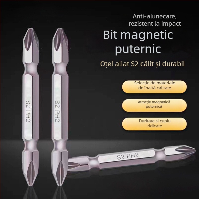 Set de biți magnetici S2 pentru șurubelniță electrică, ultra-duri, cu capete Phillips și plate extinse