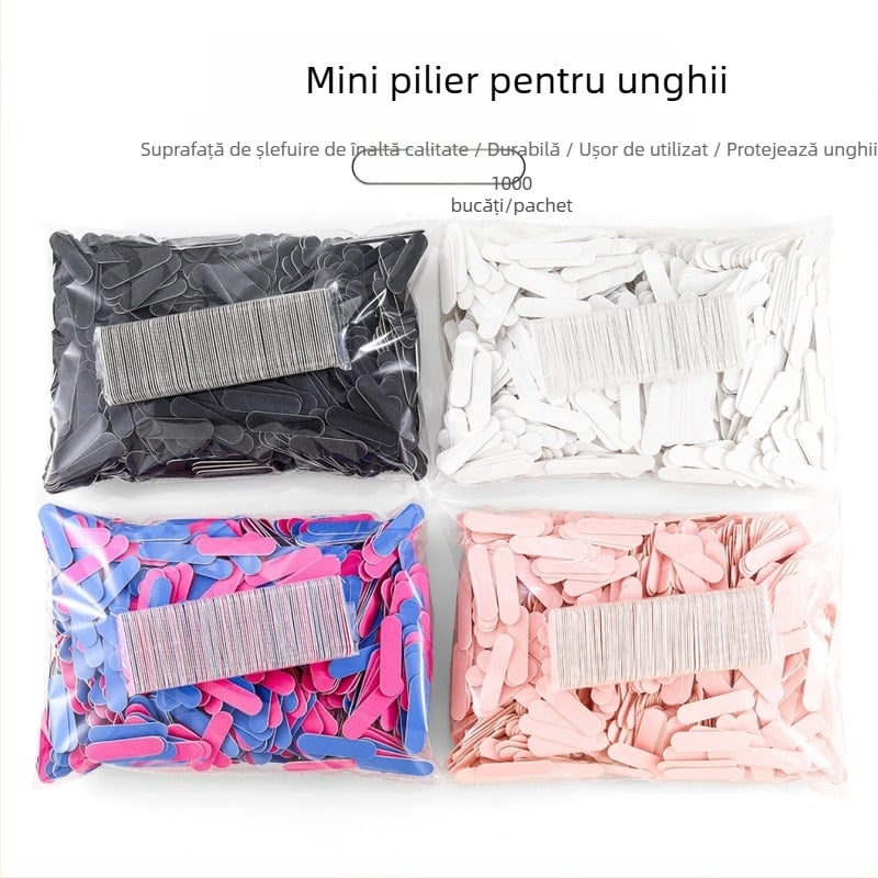 Pilă de unghii mini din lemn, cu două fețe, pentru modelare și lustruire