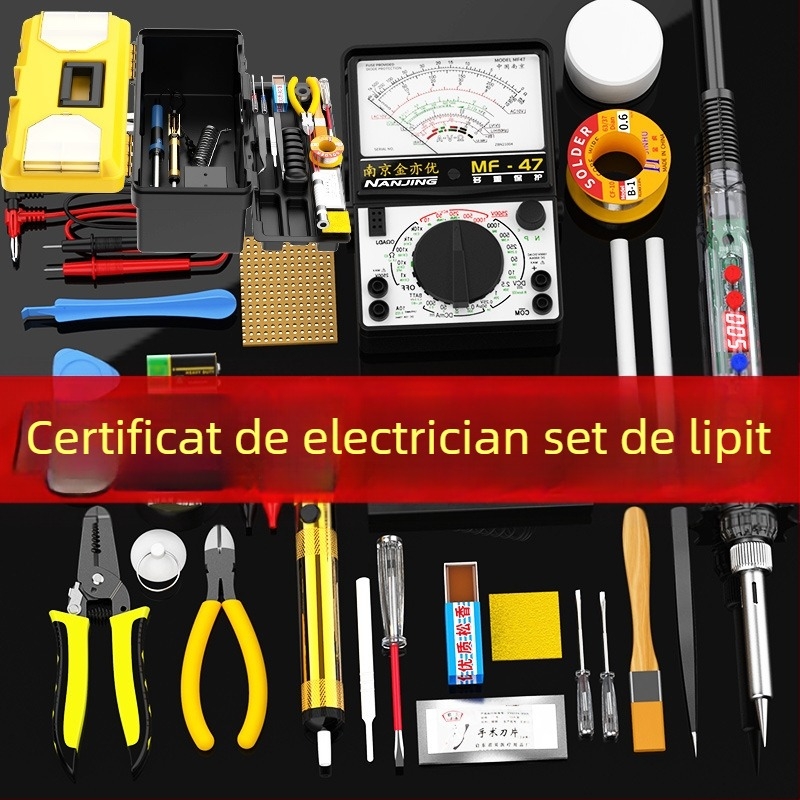Kit multimetru cu afișaj digital și fier de lipit cu temperatură reglabilă pentru reparații de electronică acasă, set de unelte cu cutie