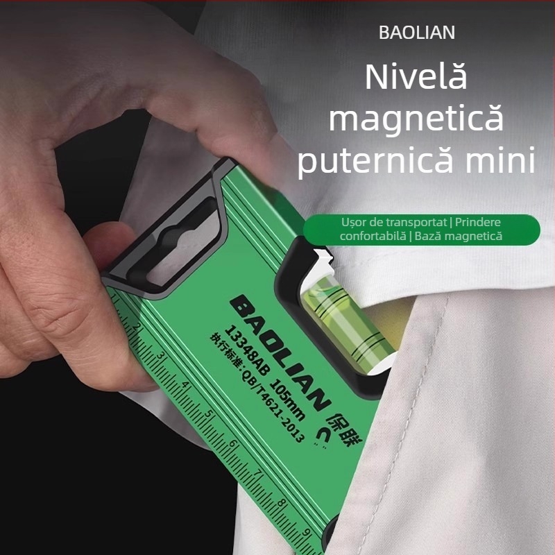Baolian riglă de nivel mini, cu magnet, precizie înaltă, din aliaj de aluminiu, multifuncțional