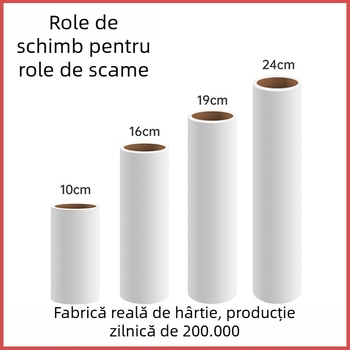 Rulou de hârtie adezivă pentru scame, 10 cm, cu nucleu înlocuibil – roller înclinat pentru praf și păr