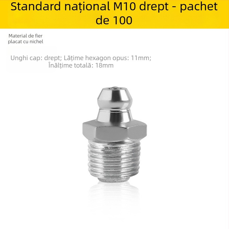 Duza metalică pentru pistolul de ungere, duză dreaptă pentru excavator, duze manuale M6/M8/M10, set complet de accesorii