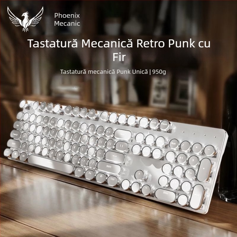 RS6 Tastatură și mouse mecanice, set cablat, switchuri albastre și negre, pentru gaming și muncă la birou