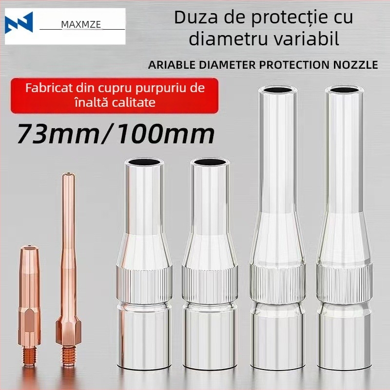 Duză de reducere pentru pistol MIG, 350A, conică de 70 mm, prelungită, conductivă de protecție