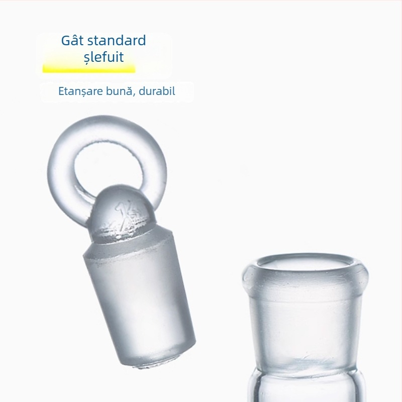Flacon volumetric din sticlă, clasa A, alb, cu linie de gradație unică; variantă maro