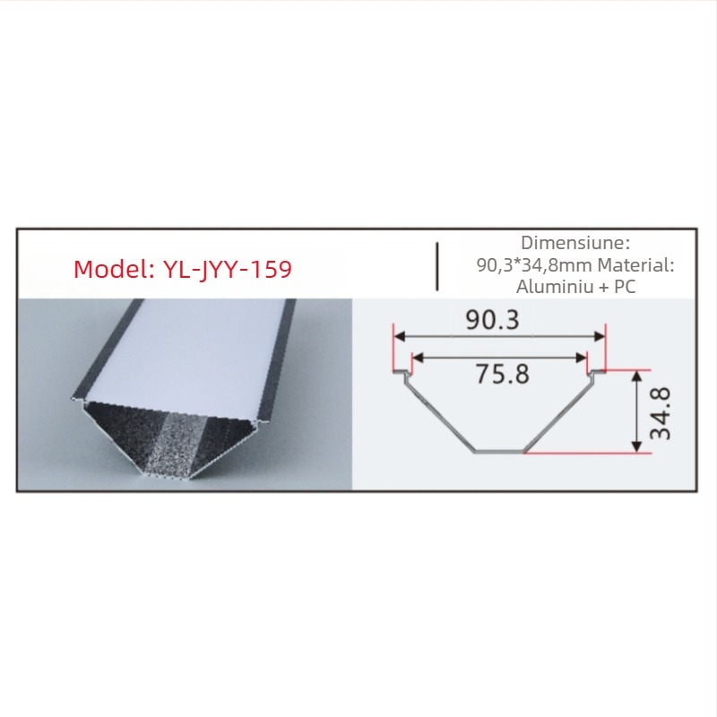 Canal de iluminat LED triunghiular din aliaj de aluminiu, profil în formă de U, iluminare liniară ascunsă, montaj pe suprafață