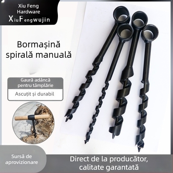 Burghiu manual pentru lemn, pentru utilizare în aer liber, burghiu helicoidal manual pentru supraviețuire în teren, burghiu multifuncțional pentru găuri circulare în lemn umed