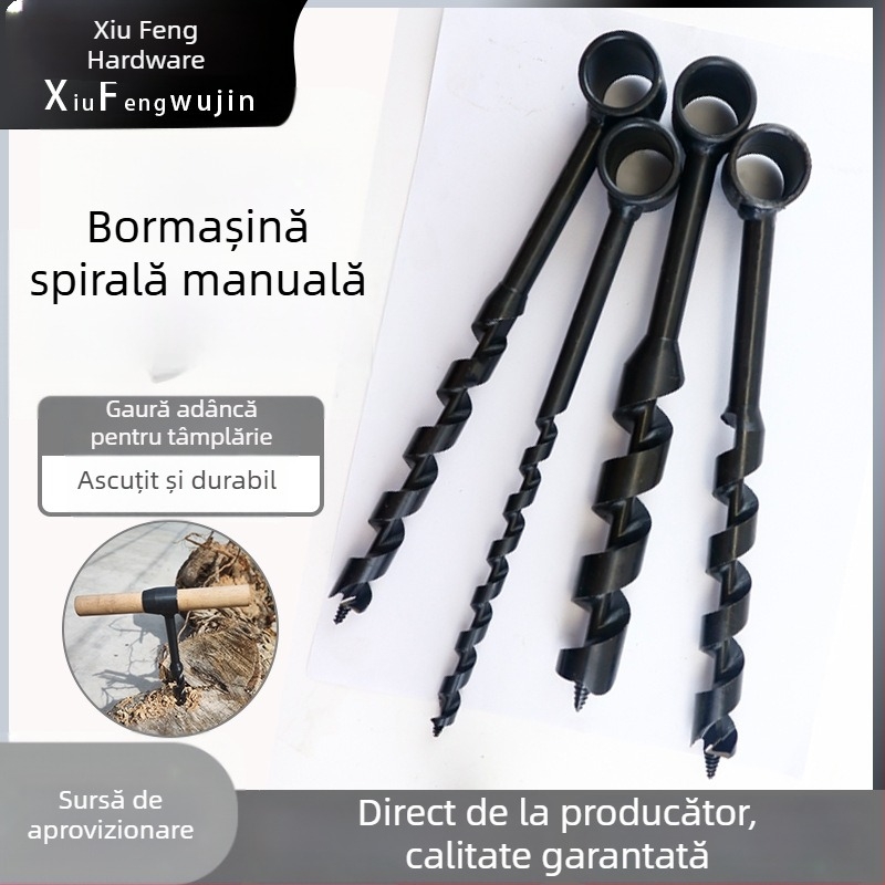 Burghiu manual pentru lemn, pentru utilizare în aer liber, burghiu helicoidal manual pentru supraviețuire în teren, burghiu multifuncțional pentru găuri circulare în lemn umed