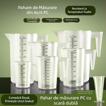 Cana de măsură din PC acrilic cu scară, cilindru plastic cu capacitate mare pentru cofetării și magazine de ceai cu lapte