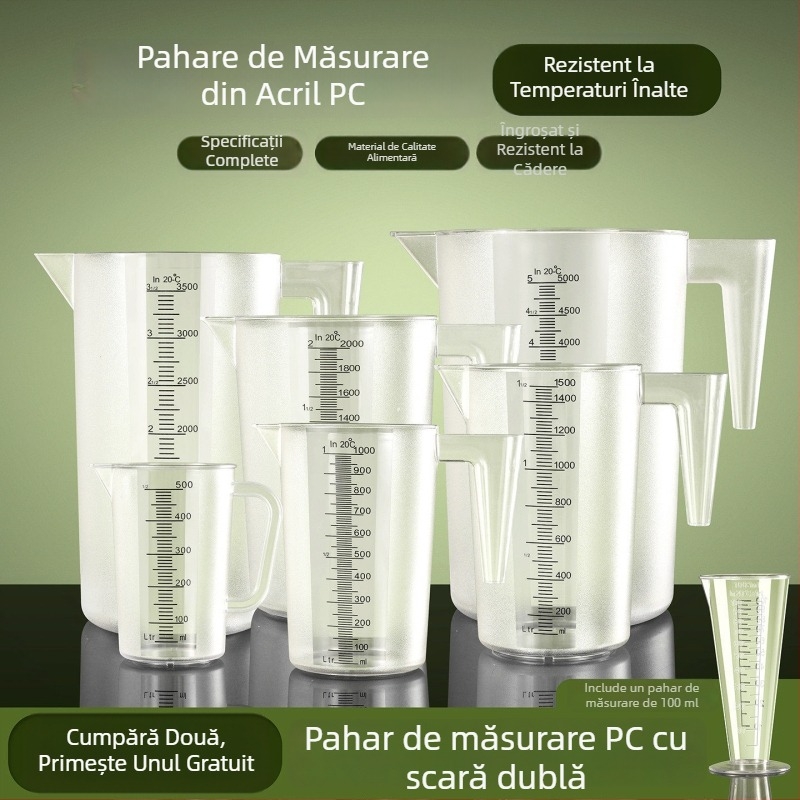Cana de măsură din PC acrilic cu scară, cilindru plastic cu capacitate mare pentru cofetării și magazine de ceai cu lapte