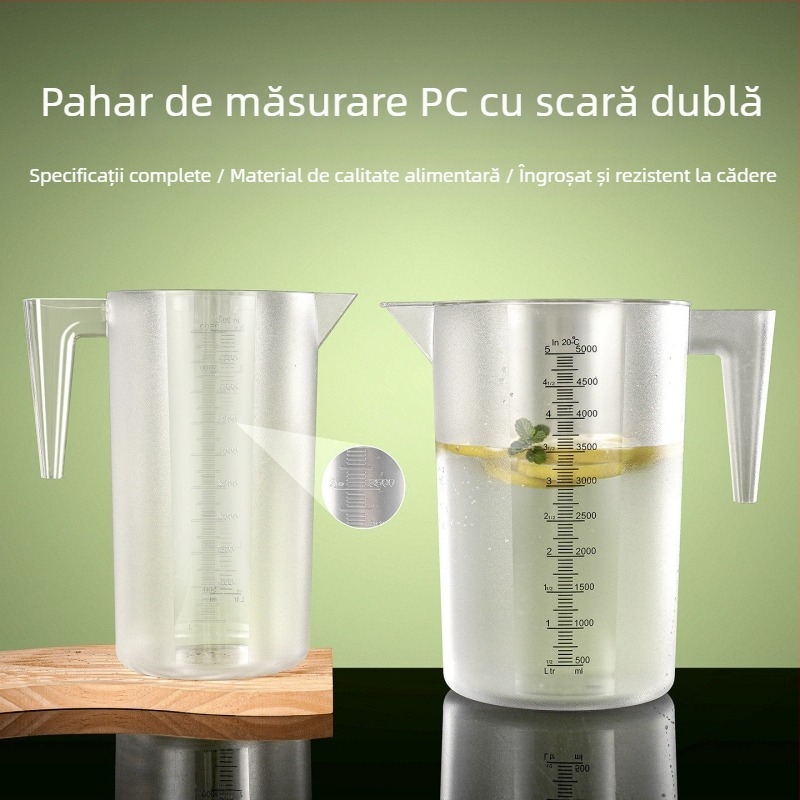 Cana de măsură din PC acrilic cu scară, cilindru plastic cu capacitate mare pentru cofetării și magazine de ceai cu lapte