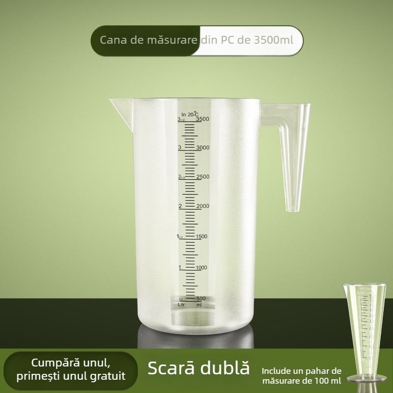 Cana de măsură din PC acrilic cu scară, cilindru plastic cu capacitate mare pentru cofetării și magazine de ceai cu lapte
