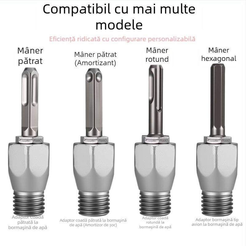Tijă adaptor pentru ciocan rotopercutor – conectare pentru găurire în perete, cap de conversie extins