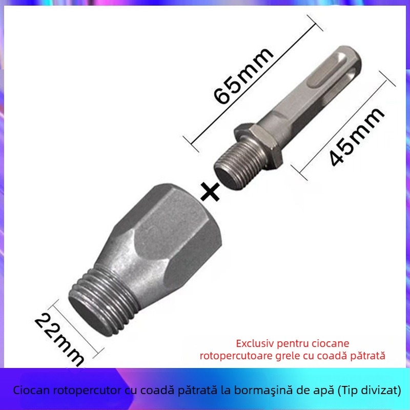 Tijă adaptor pentru ciocan rotopercutor – conectare pentru găurire în perete, cap de conversie extins