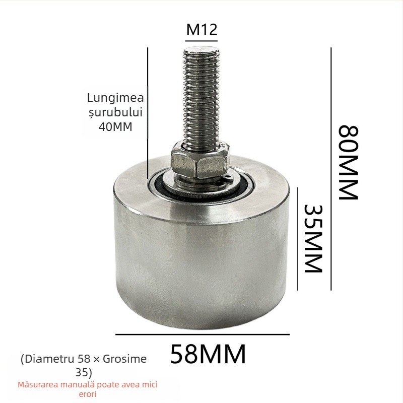 Polie fixă pentru ridicare cu tijă, din oțel inox, rolă plată, ghidaj, rulment, roată de cale din oțel solid