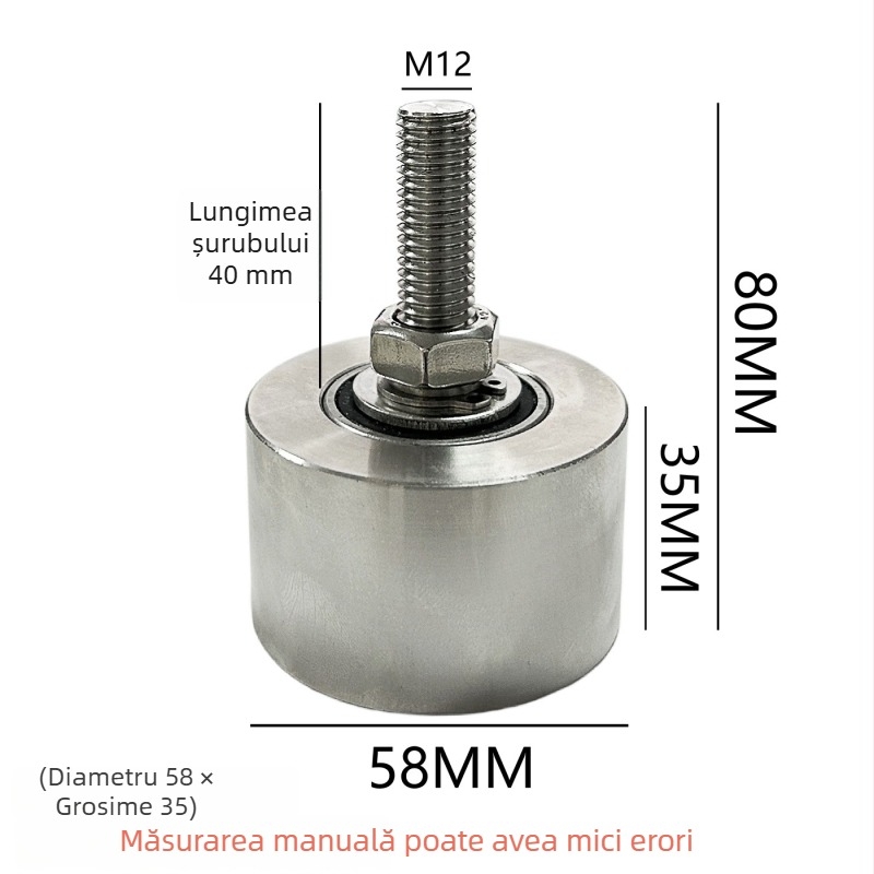 Polie fixă pentru ridicare cu tijă, din oțel inox, rolă plată, ghidaj, rulment, roată de cale din oțel solid