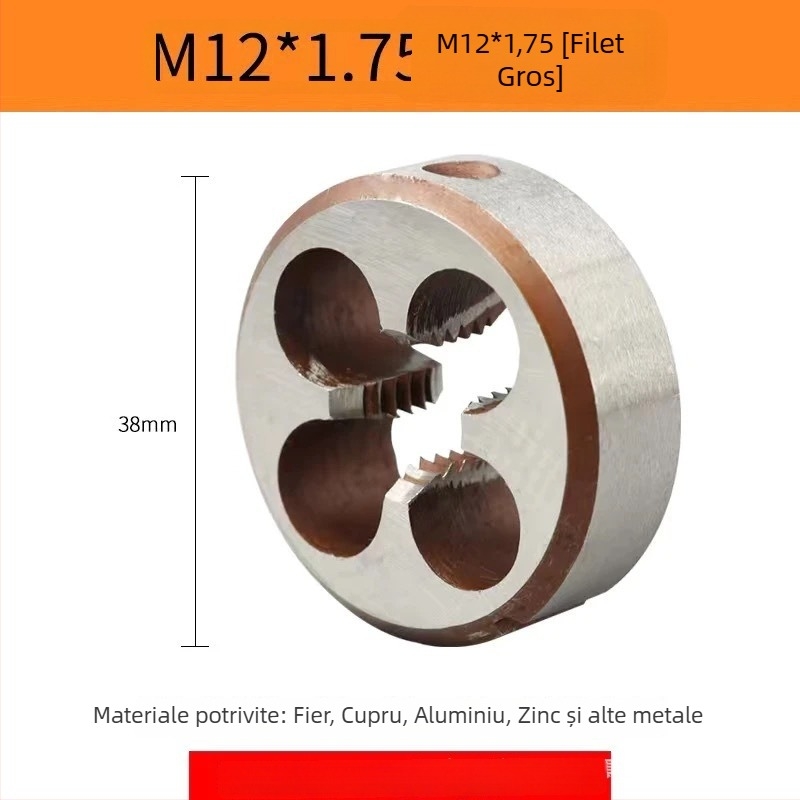 Matriță circulară pentru filetare externă, filet gros și fin, manuală, M3–M12