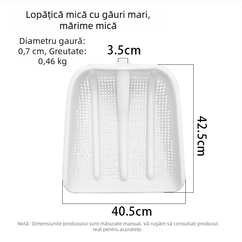 Lopată din plastic goală cu sită îngroșată pentru arahide, cupă pentru pământ și mare lăpticasă pentru porumb; lopată pentru barcă și pește
