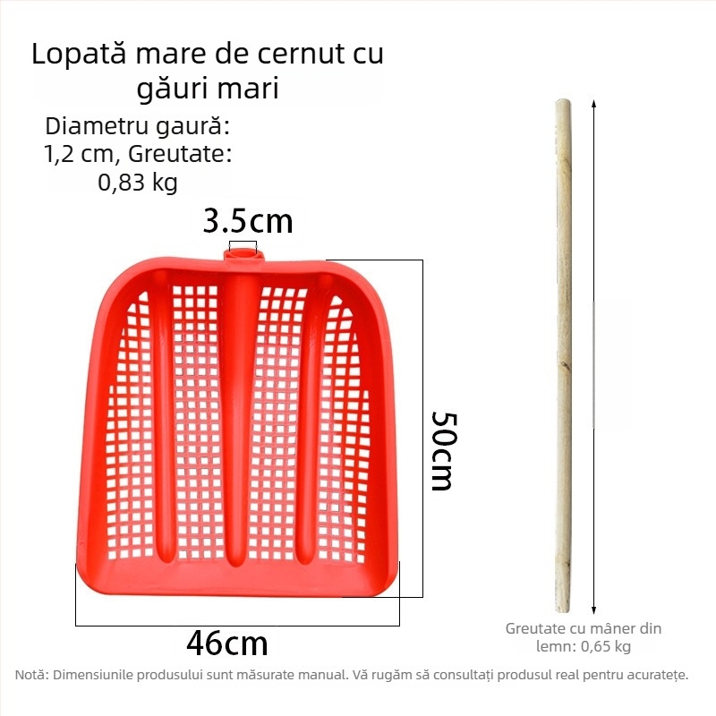 Lopată din plastic goală cu sită îngroșată pentru arahide, cupă pentru pământ și mare lăpticasă pentru porumb; lopată pentru barcă și pește